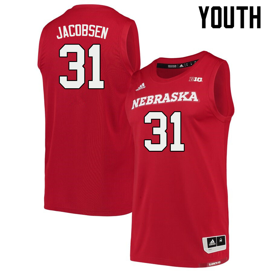 Youth #31 Cale Jacobsen Nebraska Cornhuskers College Basketball Jerseys Sale-Scarlet - Click Image to Close